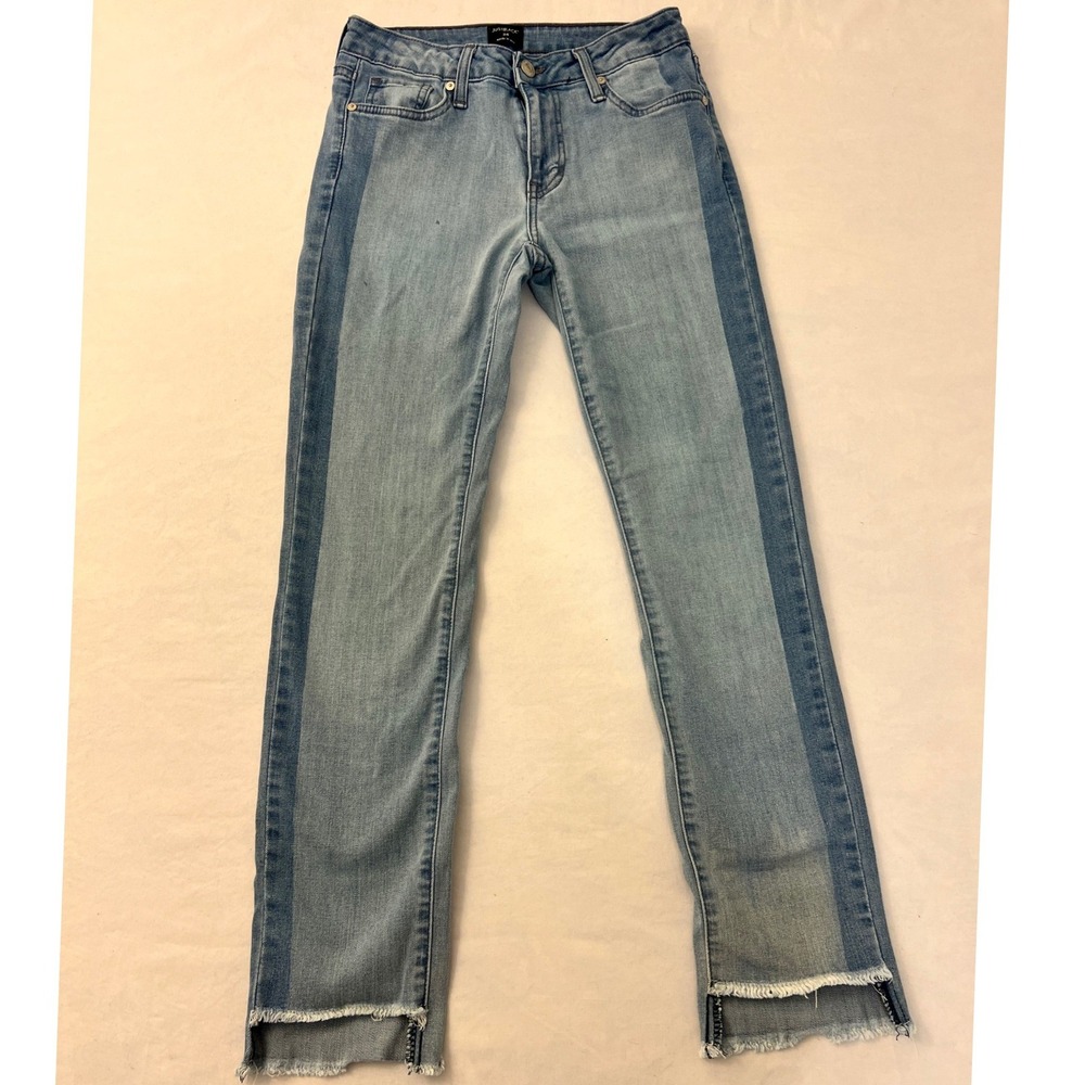 Just Black Denim Womens 24 Light Wash Two Tone Side Stripe Raw Hem Skinny Jeans